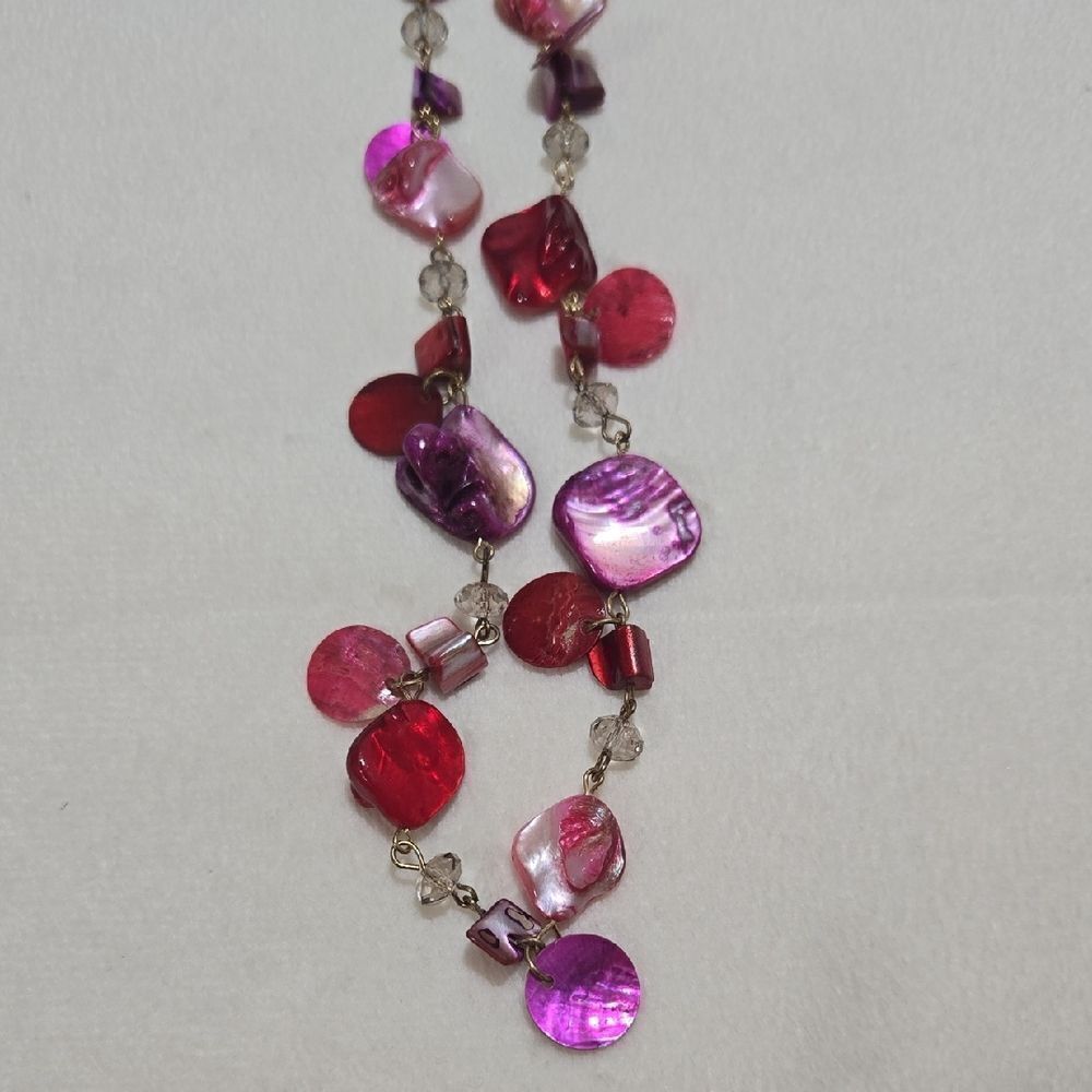 Pink and Purple Mother Of Pearl Necklace - Picture 7 of 8